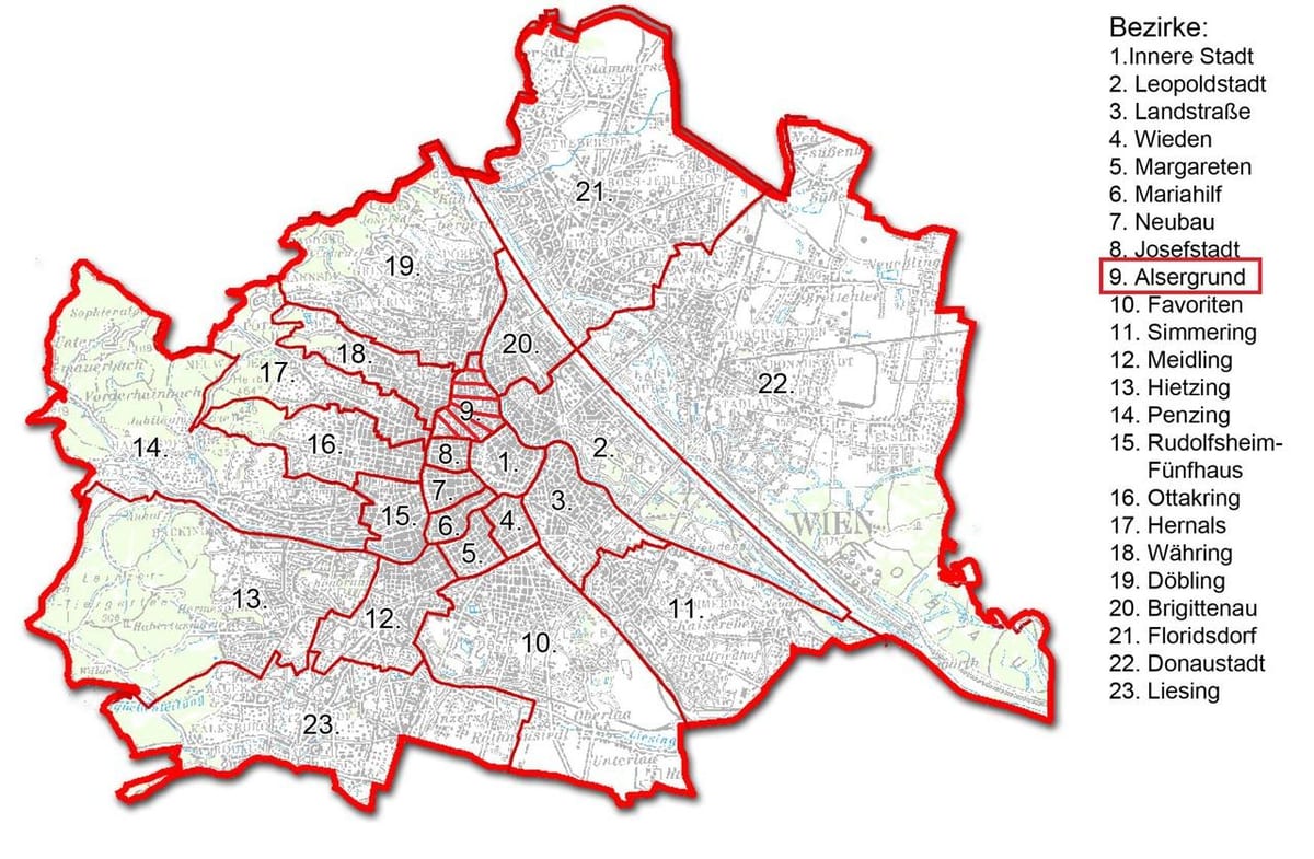 Wien bezirk газрын зураг