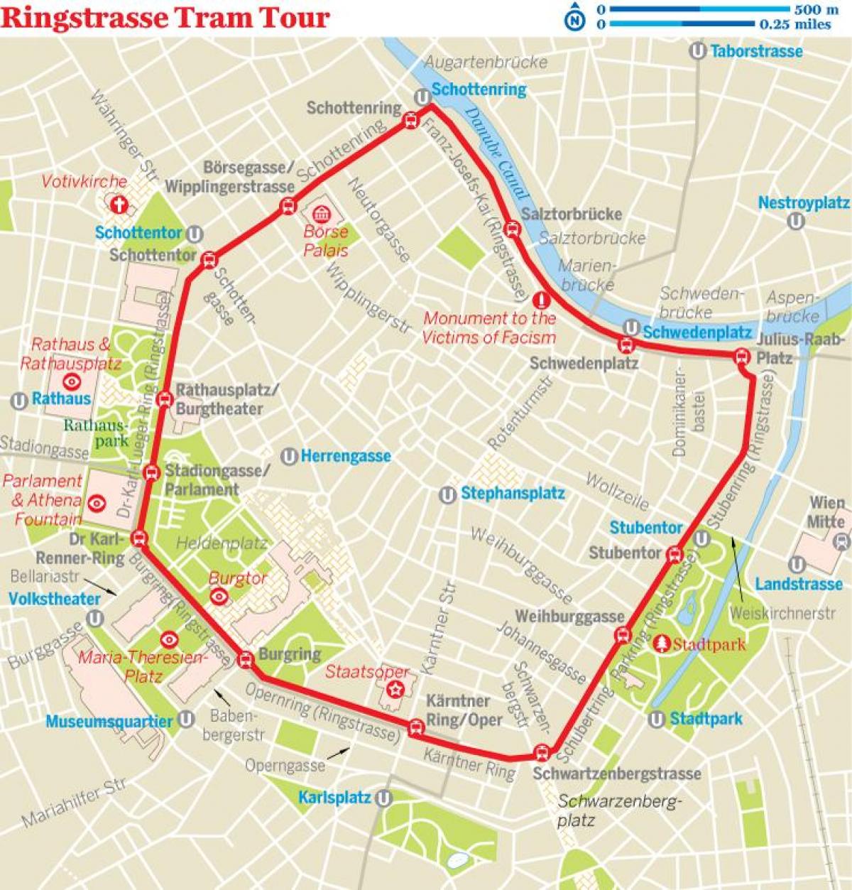 Вена бөгж трамвай замын газрын зураг нь