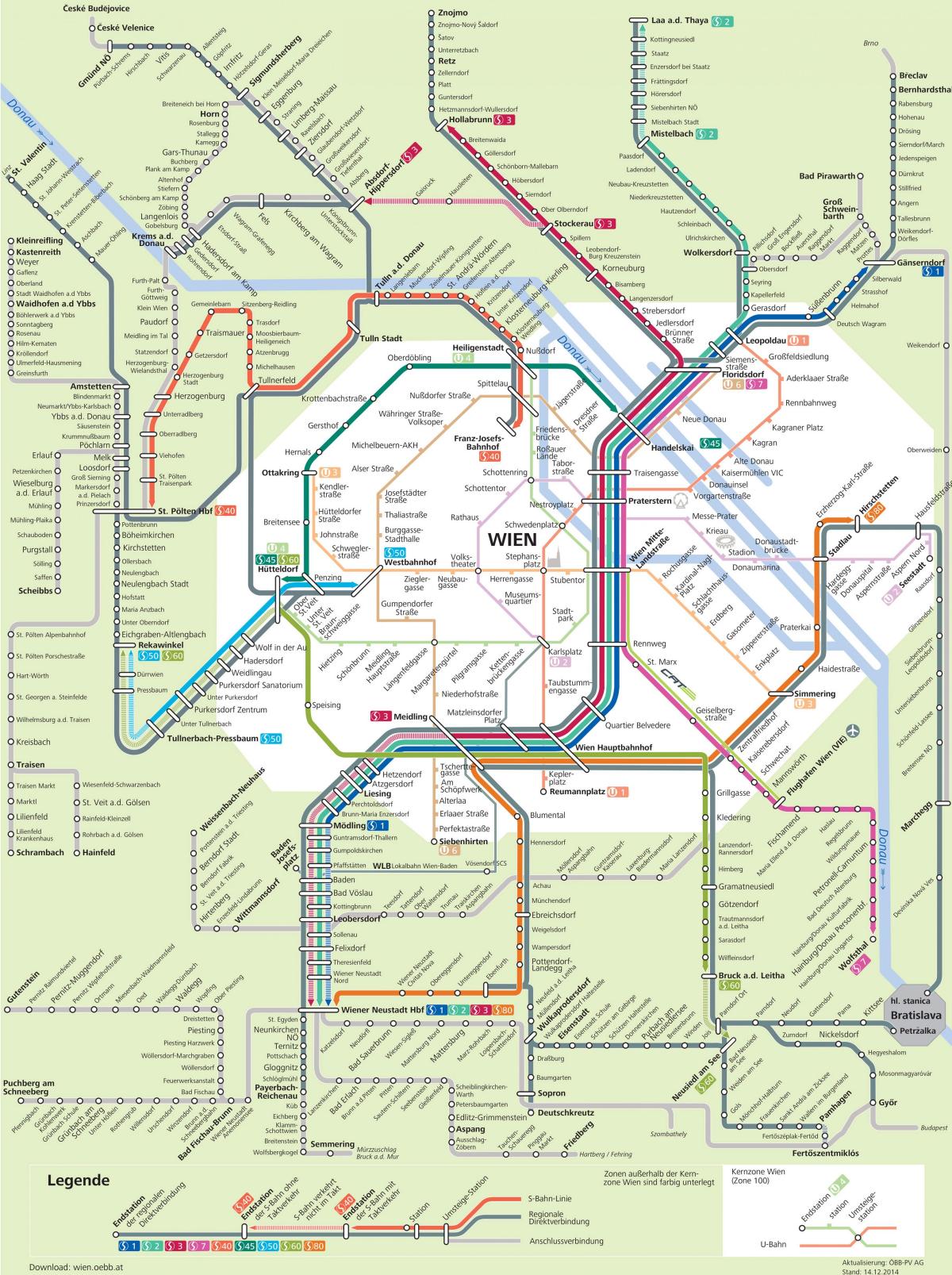 Вена хотын тээврийн газрын зураг