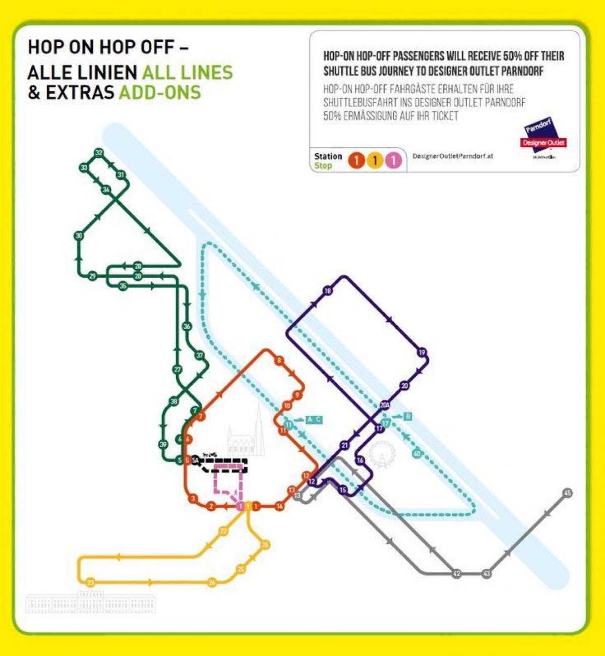 Вена дээр хоп хоп унтраах автобусны аялал жуулчлалын газрын зураг